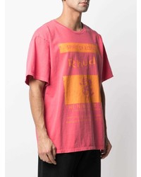 fuchsia bedrucktes T-Shirt mit einem Rundhalsausschnitt von Rhude