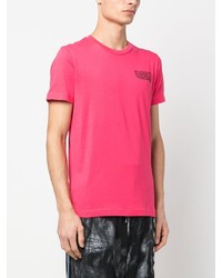 fuchsia bedrucktes T-Shirt mit einem Rundhalsausschnitt von Diesel