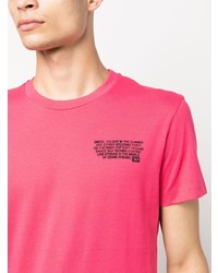 fuchsia bedrucktes T-Shirt mit einem Rundhalsausschnitt von Diesel