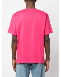 fuchsia bedrucktes T-Shirt mit einem Rundhalsausschnitt von PACCBET