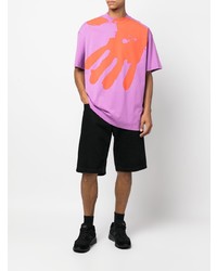 fuchsia bedrucktes T-Shirt mit einem Rundhalsausschnitt von MSGM