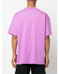 fuchsia bedrucktes T-Shirt mit einem Rundhalsausschnitt von MSGM