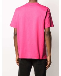 fuchsia bedrucktes T-Shirt mit einem Rundhalsausschnitt von MSGM