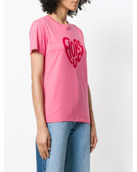 fuchsia bedrucktes T-Shirt mit einem Rundhalsausschnitt von Fiorucci