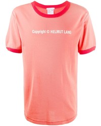 fuchsia bedrucktes T-Shirt mit einem Rundhalsausschnitt von Helmut Lang