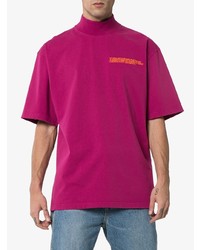 fuchsia bedrucktes T-Shirt mit einem Rundhalsausschnitt von Calvin Klein 205W39nyc