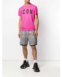 fuchsia bedrucktes T-Shirt mit einem Rundhalsausschnitt von DSQUARED2