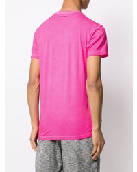 fuchsia bedrucktes T-Shirt mit einem Rundhalsausschnitt von DSQUARED2