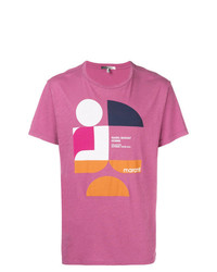 fuchsia bedrucktes T-Shirt mit einem Rundhalsausschnitt von Isabel Marant