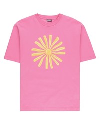 fuchsia bedrucktes T-Shirt mit einem Rundhalsausschnitt von Jacquemus