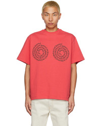 fuchsia bedrucktes T-Shirt mit einem Rundhalsausschnitt von Jacquemus