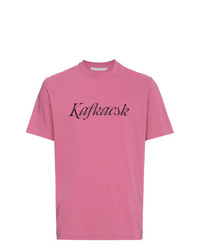 fuchsia bedrucktes T-Shirt mit einem Rundhalsausschnitt von John Lawrence Sullivan