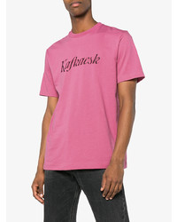 fuchsia bedrucktes T-Shirt mit einem Rundhalsausschnitt von John Lawrence Sullivan