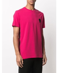 fuchsia bedrucktes T-Shirt mit einem Rundhalsausschnitt von Karl Lagerfeld