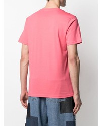 fuchsia bedrucktes T-Shirt mit einem Rundhalsausschnitt von Moschino