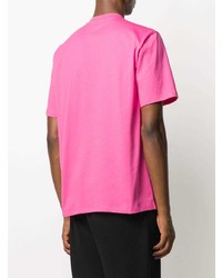 fuchsia bedrucktes T-Shirt mit einem Rundhalsausschnitt von MSGM