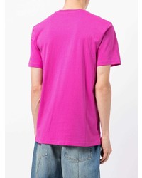 fuchsia bedrucktes T-Shirt mit einem Rundhalsausschnitt von Moschino