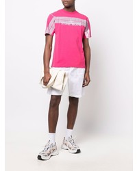 fuchsia bedrucktes T-Shirt mit einem Rundhalsausschnitt von Stone Island