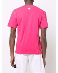 fuchsia bedrucktes T-Shirt mit einem Rundhalsausschnitt von Stone Island