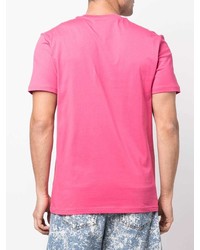 fuchsia bedrucktes T-Shirt mit einem Rundhalsausschnitt von Moschino