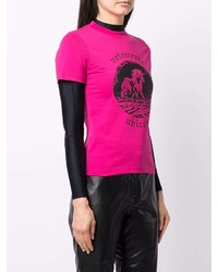 fuchsia bedrucktes T-Shirt mit einem Rundhalsausschnitt von Vetements