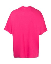 fuchsia bedrucktes T-Shirt mit einem Rundhalsausschnitt von Bonsai