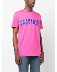 fuchsia bedrucktes T-Shirt mit einem Rundhalsausschnitt von DSQUARED2