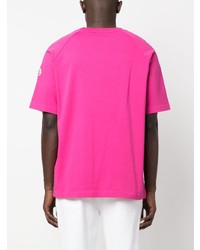 fuchsia bedrucktes T-Shirt mit einem Rundhalsausschnitt von Moncler