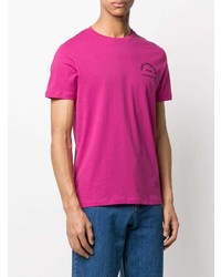 fuchsia bedrucktes T-Shirt mit einem Rundhalsausschnitt von Karl Lagerfeld