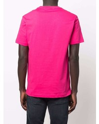 fuchsia bedrucktes T-Shirt mit einem Rundhalsausschnitt von Calvin Klein