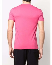 fuchsia bedrucktes T-Shirt mit einem Rundhalsausschnitt von Moschino