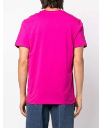 fuchsia bedrucktes T-Shirt mit einem Rundhalsausschnitt von Moschino