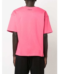 fuchsia bedrucktes T-Shirt mit einem Rundhalsausschnitt von Styland