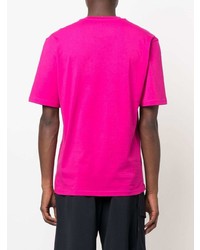 fuchsia bedrucktes T-Shirt mit einem Rundhalsausschnitt von Moschino