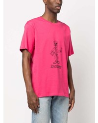 fuchsia bedrucktes T-Shirt mit einem Rundhalsausschnitt von PACCBET