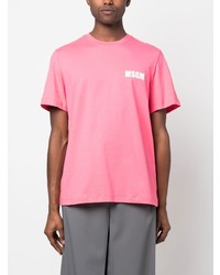 fuchsia bedrucktes T-Shirt mit einem Rundhalsausschnitt von MSGM