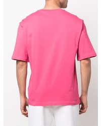 fuchsia bedrucktes T-Shirt mit einem Rundhalsausschnitt von Moschino