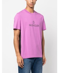 fuchsia bedrucktes T-Shirt mit einem Rundhalsausschnitt von Moncler