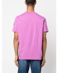 fuchsia bedrucktes T-Shirt mit einem Rundhalsausschnitt von Moncler