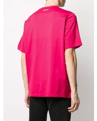 fuchsia bedrucktes T-Shirt mit einem Rundhalsausschnitt von DSQUARED2