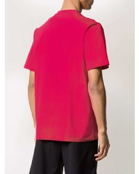 fuchsia bedrucktes T-Shirt mit einem Rundhalsausschnitt von MSGM