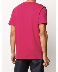 fuchsia bedrucktes T-Shirt mit einem Rundhalsausschnitt von Moschino