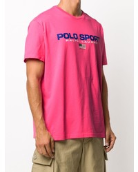 fuchsia bedrucktes T-Shirt mit einem Rundhalsausschnitt von Polo Ralph Lauren