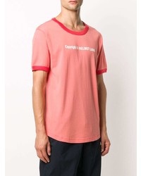 fuchsia bedrucktes T-Shirt mit einem Rundhalsausschnitt von Helmut Lang