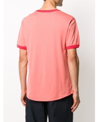 fuchsia bedrucktes T-Shirt mit einem Rundhalsausschnitt von Helmut Lang