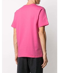 fuchsia bedrucktes T-Shirt mit einem Rundhalsausschnitt von MSGM