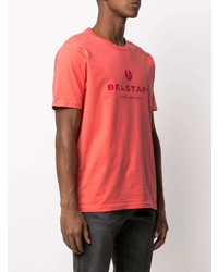 fuchsia bedrucktes T-Shirt mit einem Rundhalsausschnitt von Belstaff