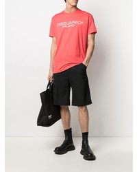 fuchsia bedrucktes T-Shirt mit einem Rundhalsausschnitt von DSQUARED2