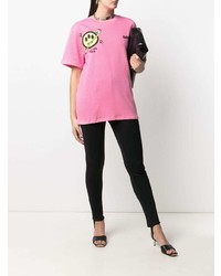 fuchsia bedrucktes T-Shirt mit einem Rundhalsausschnitt von BARROW