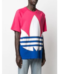 fuchsia bedrucktes T-Shirt mit einem Rundhalsausschnitt von adidas